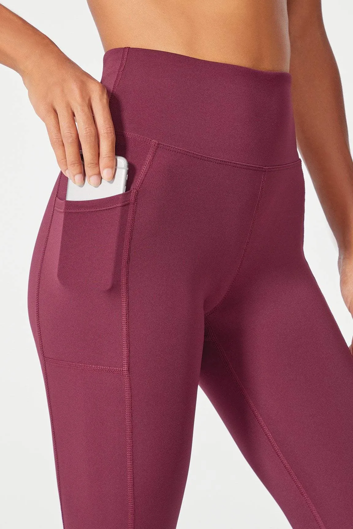 High Rise Flat Waist Mid Calf Capri (Fig)