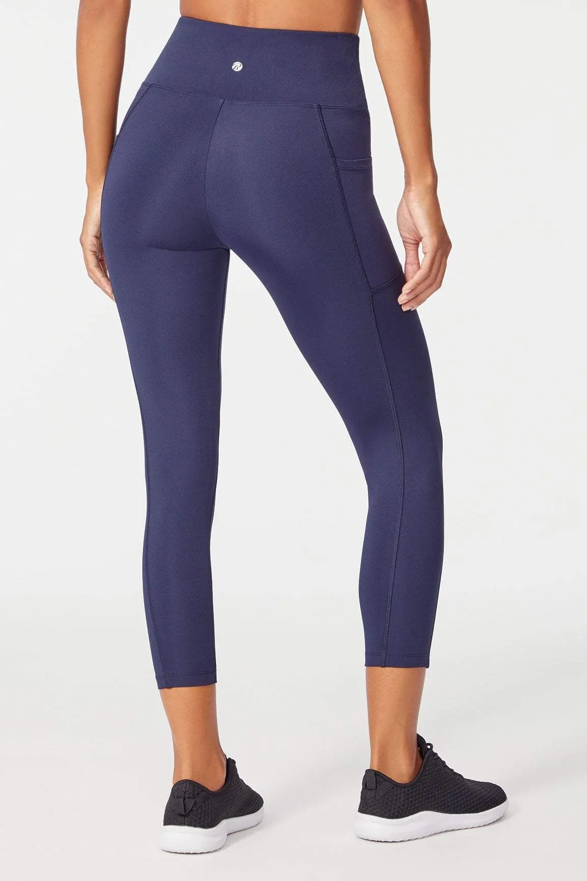 High Rise Flat Waist Mid Calf Capri (Midnight Blue)