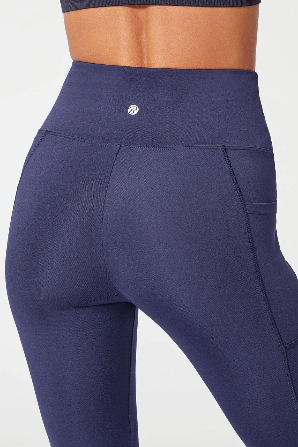 High Rise Flat Waist Mid Calf Capri (Midnight Blue)