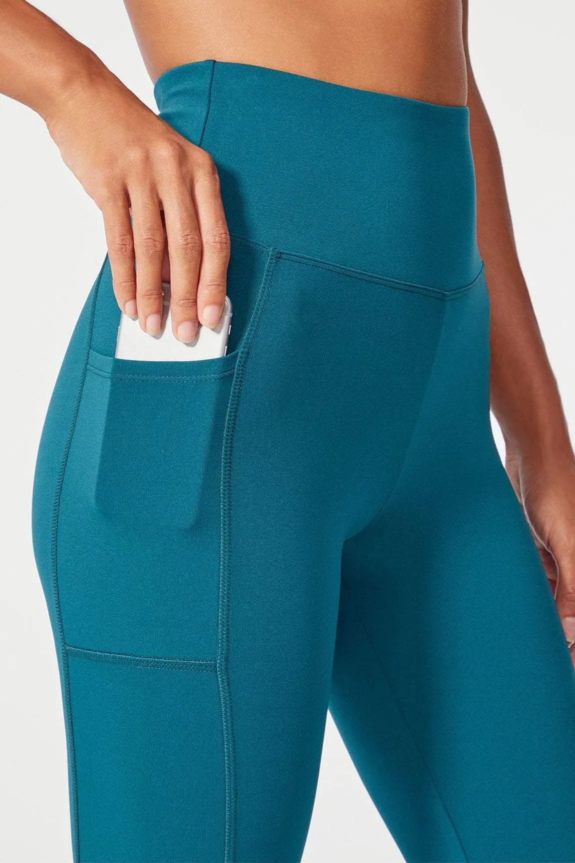High Rise Flat Waist Mid Calf Capri (Ponderosa Pine)