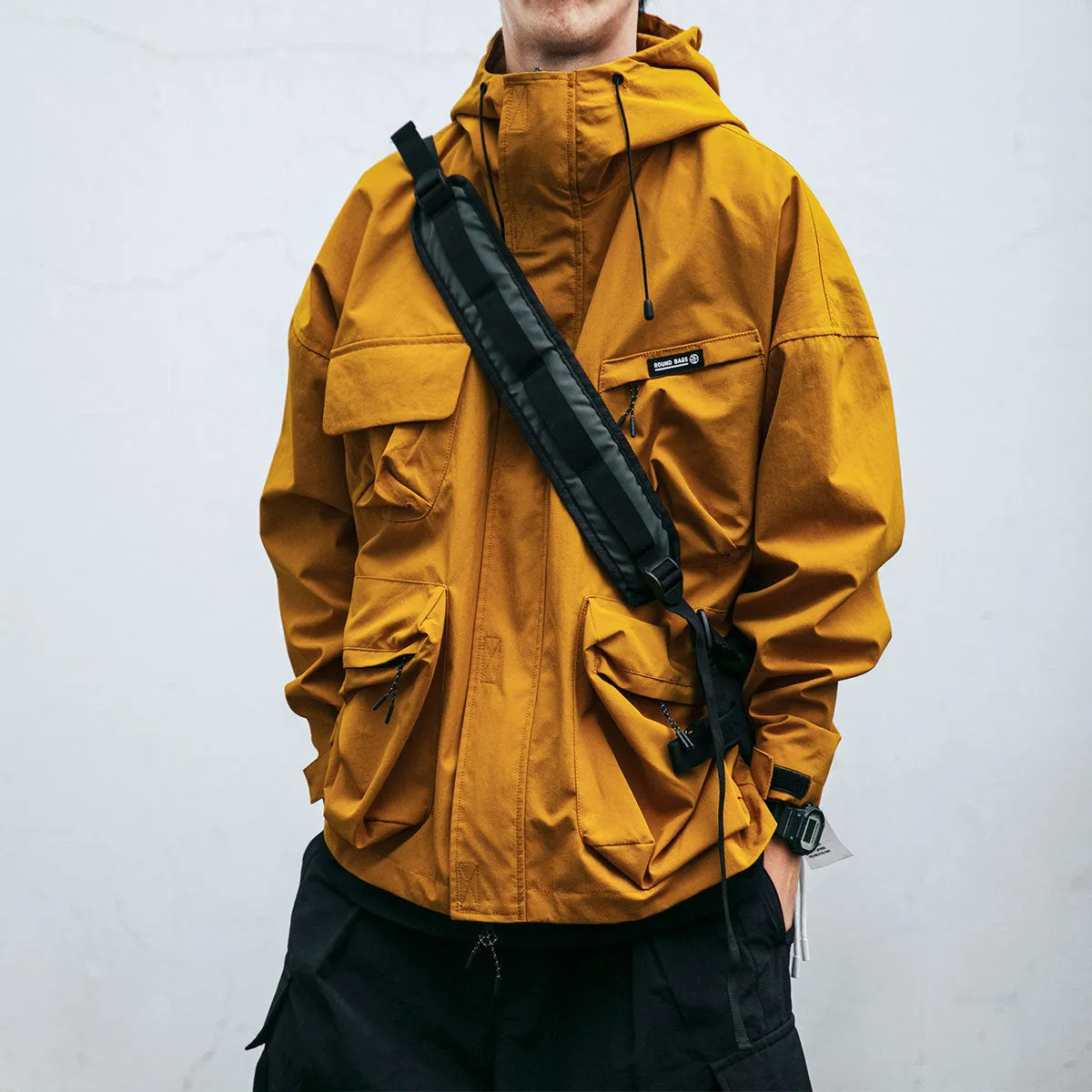 Hooded Jacket Men's Loose Three-dimensional Pocket Functional