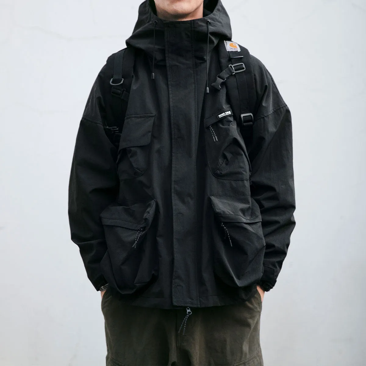 Hooded Jacket Men's Loose Three-dimensional Pocket Functional
