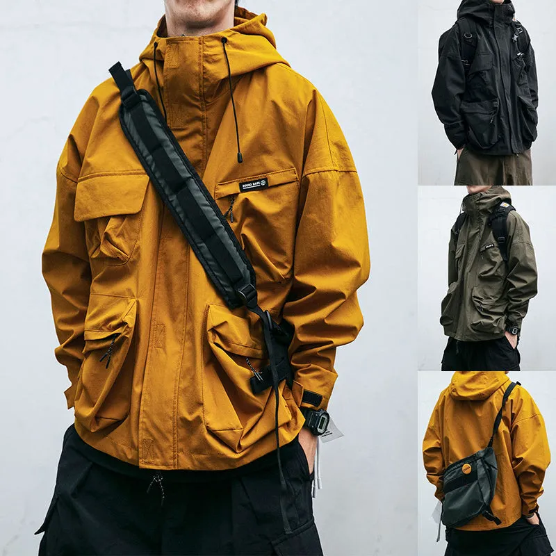 Hooded Jacket Men's Loose Three-dimensional Pocket Functional