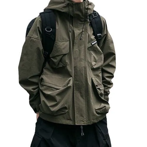 Hooded Jacket Men's Loose Three-dimensional Pocket Functional