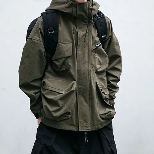 Hooded Jacket Men's Loose Three-dimensional Pocket Functional