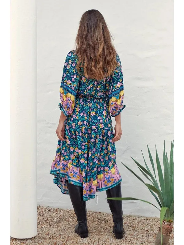JAASE Posy Print Jasmine Midi Dress - Teal