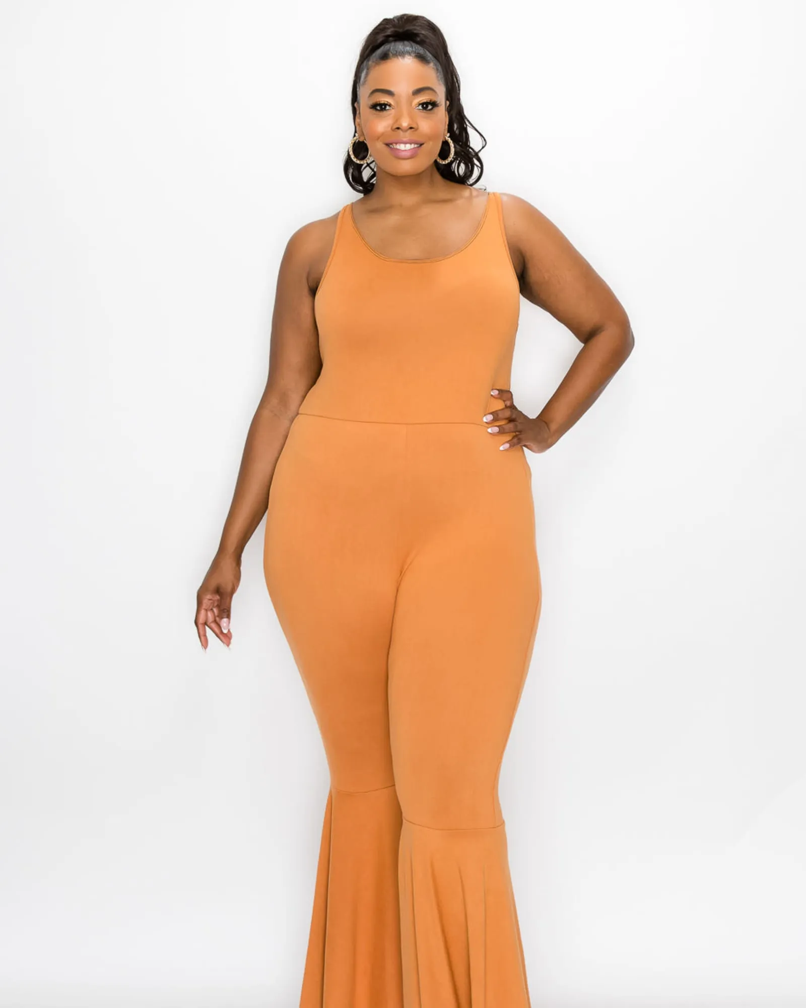 Josie Flared Leg Jumpsuit | Clay