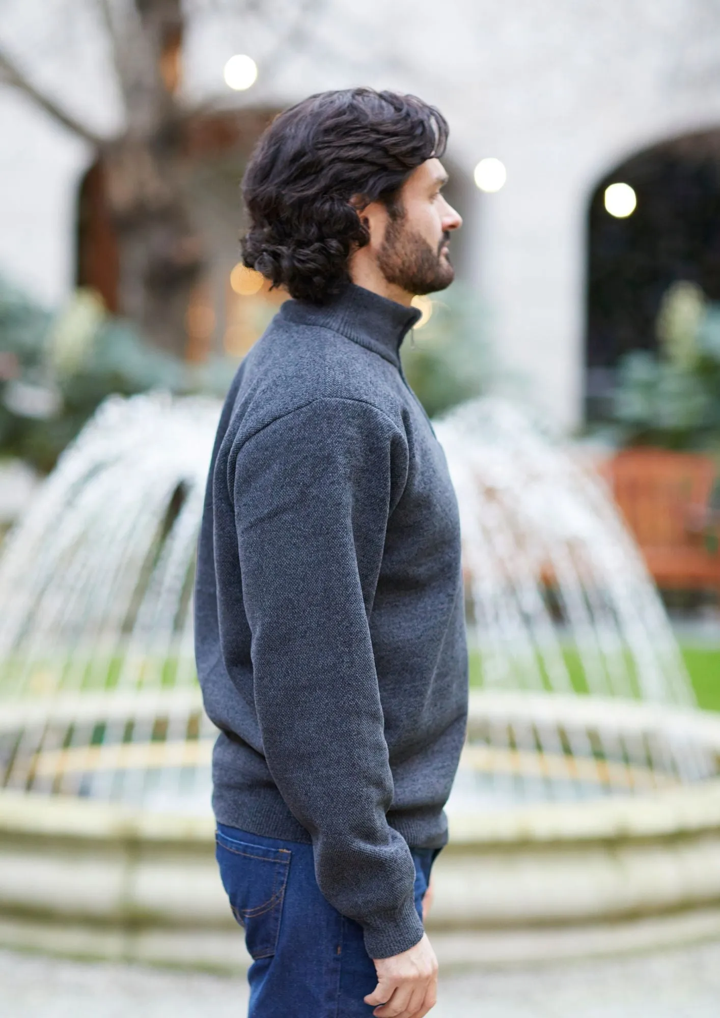 Knit 1/4 Zip Jumper- Blue