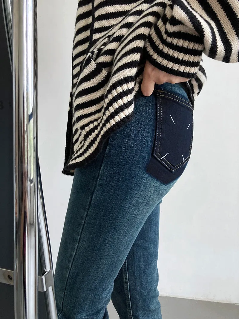 [Korean Style] 2 Color High Rise Slim Fit Stretchy Cropped Jeans