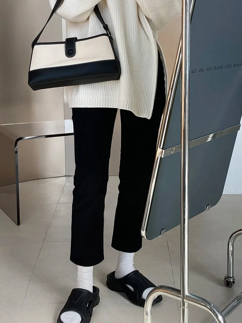 [Korean Style] 2 Color High Rise Slim Fit Stretchy Cropped Jeans