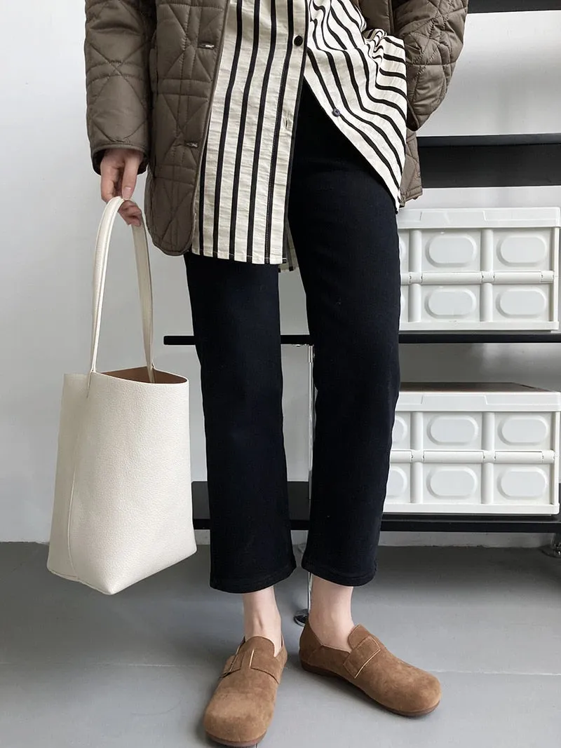 [Korean Style] 2 Color High Rise Slim Fit Stretchy Cropped Jeans