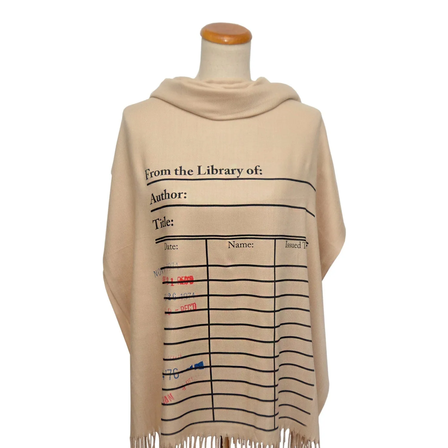 Library card scarf with day due stamps. Book Scarf. Library scarf. Literary Scarf. Bookish Gift