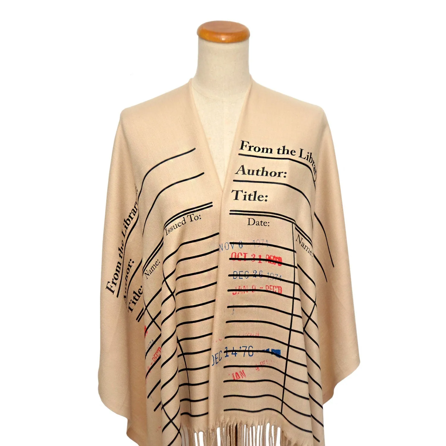 Library card scarf with day due stamps. Book Scarf. Library scarf. Literary Scarf. Bookish Gift