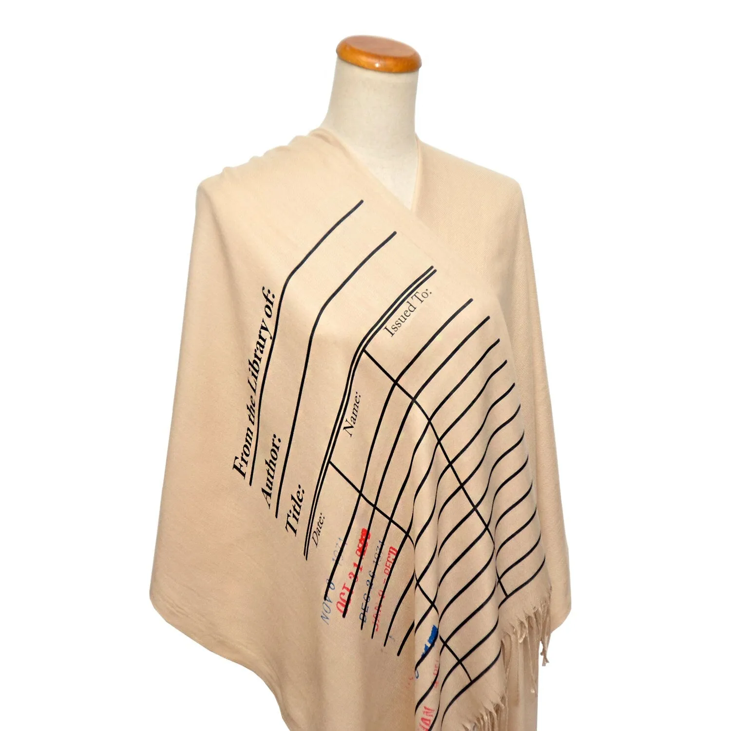 Library card scarf with day due stamps. Book Scarf. Library scarf. Literary Scarf. Bookish Gift
