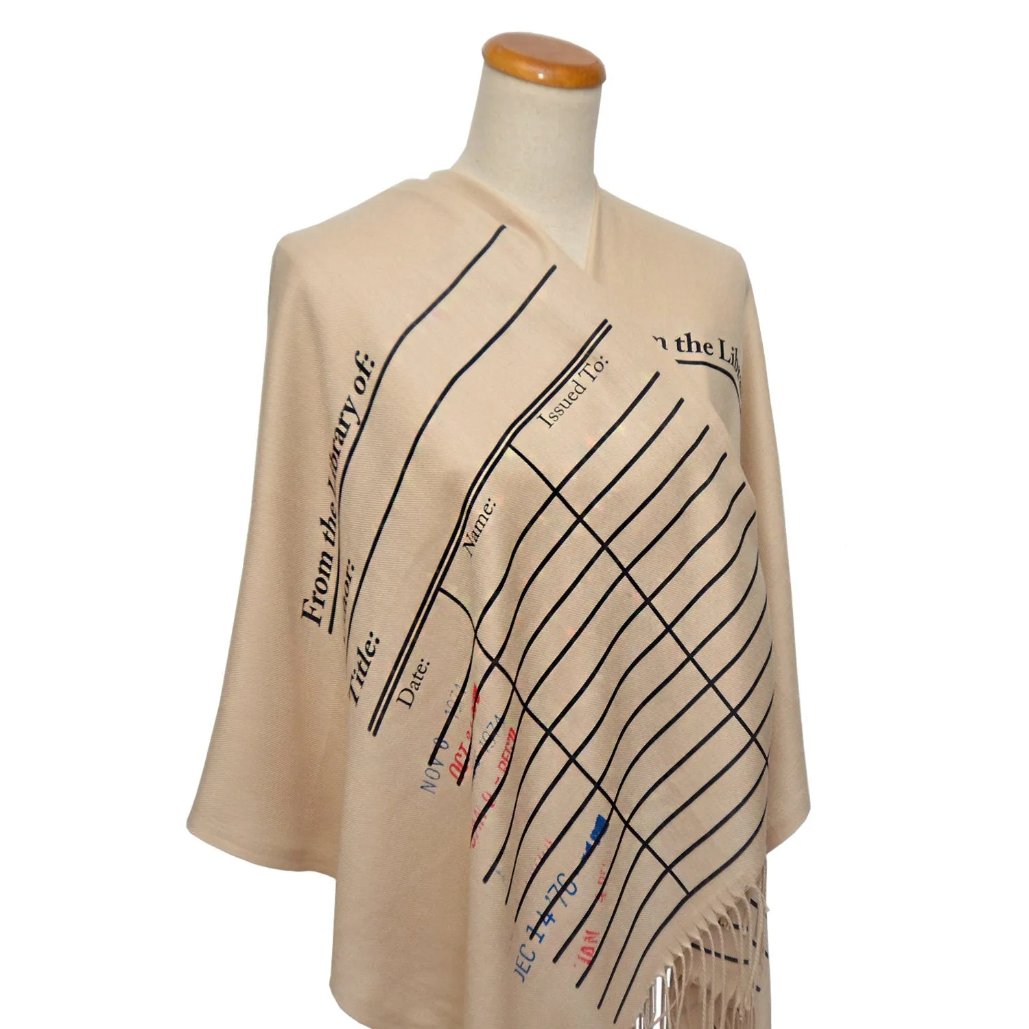 Library card scarf with day due stamps. Book Scarf. Library scarf. Literary Scarf. Bookish Gift
