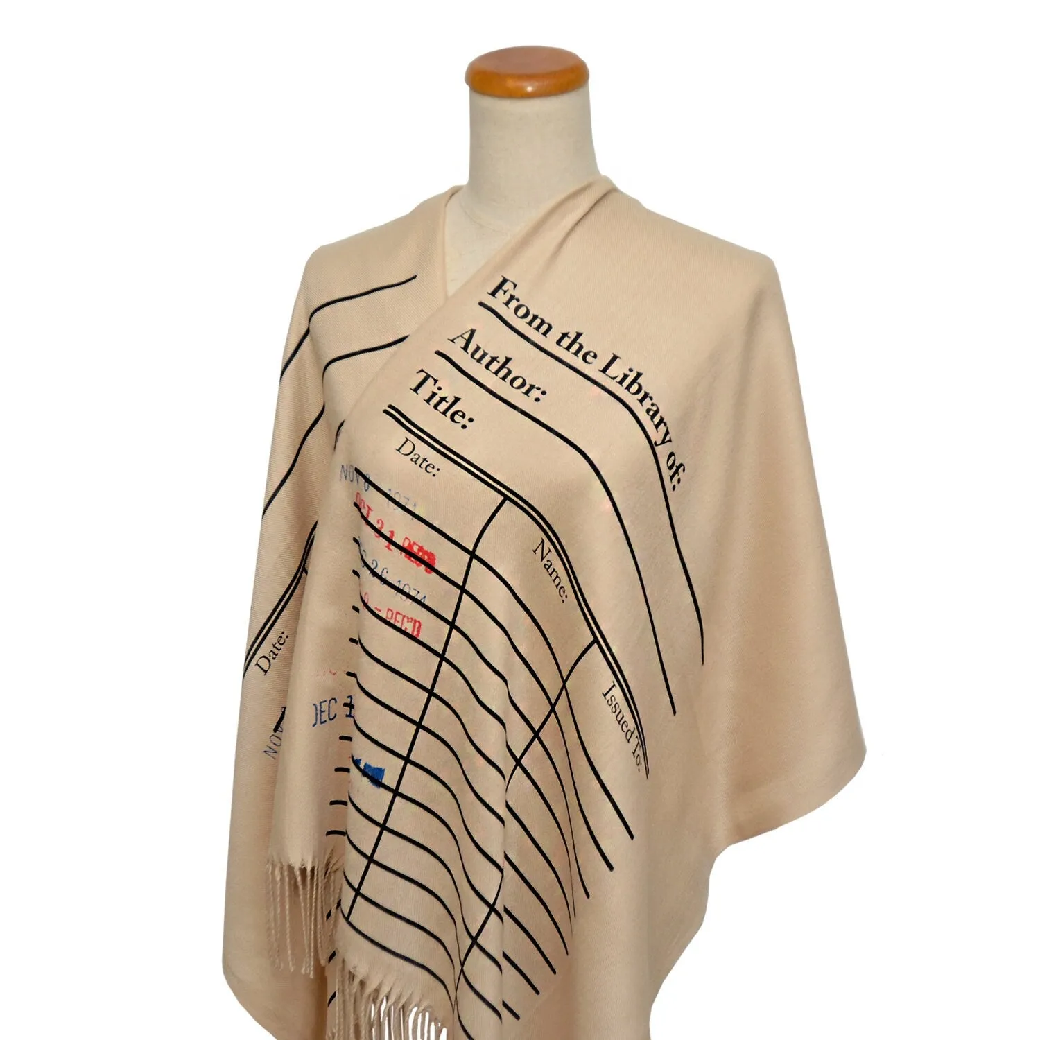 Library card scarf with day due stamps. Book Scarf. Library scarf. Literary Scarf. Bookish Gift