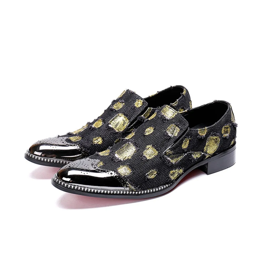 Mens Printed Low Heel Slip On Shoes