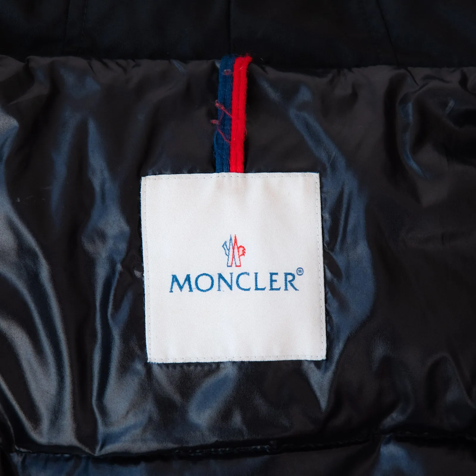 Moncler Black Cropped Jacket Fur Trim Hood Size 4