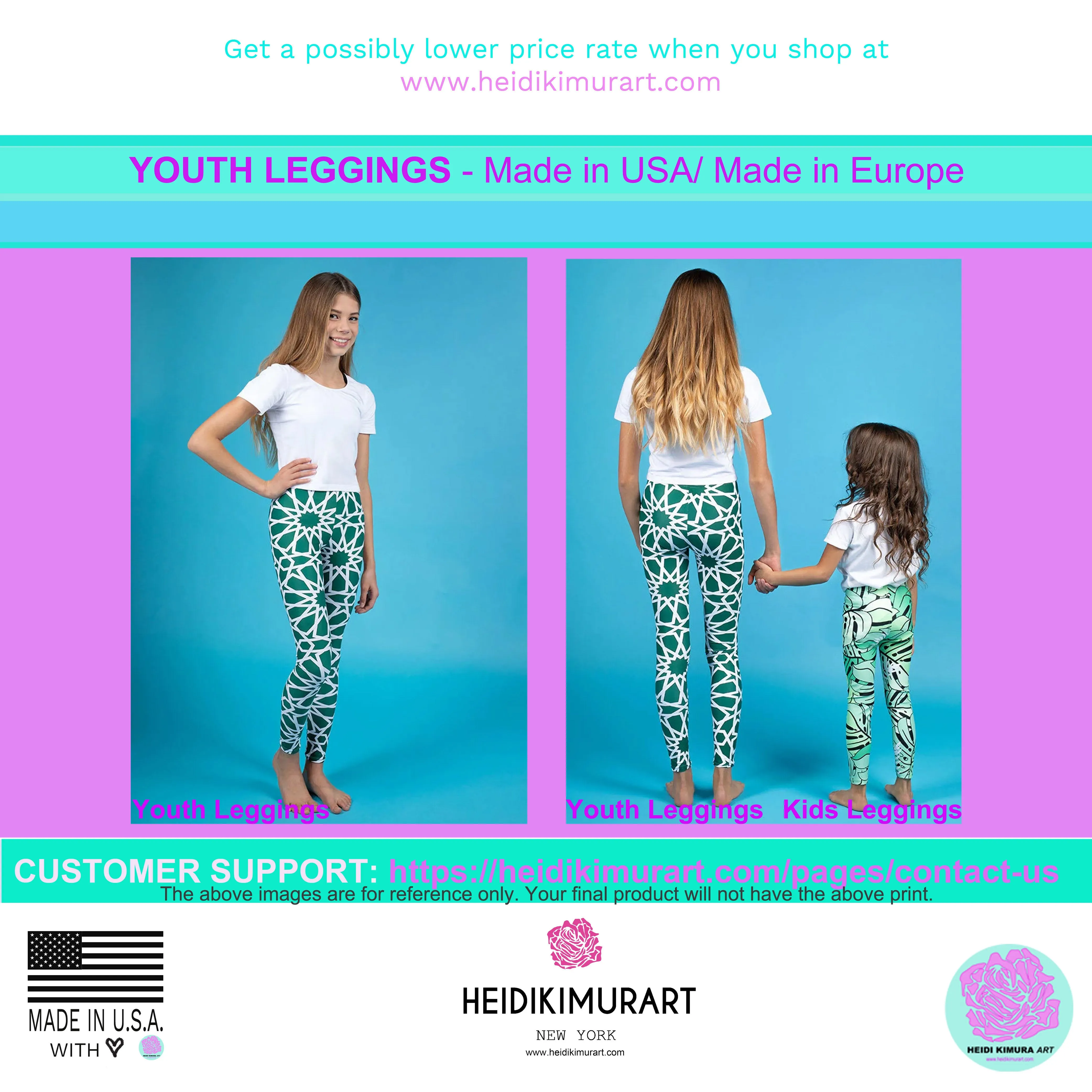 Red Leopard Youth Tights, Animal Print Premium Youth Gym Cute Comfy Leggings - Made in USA/EU