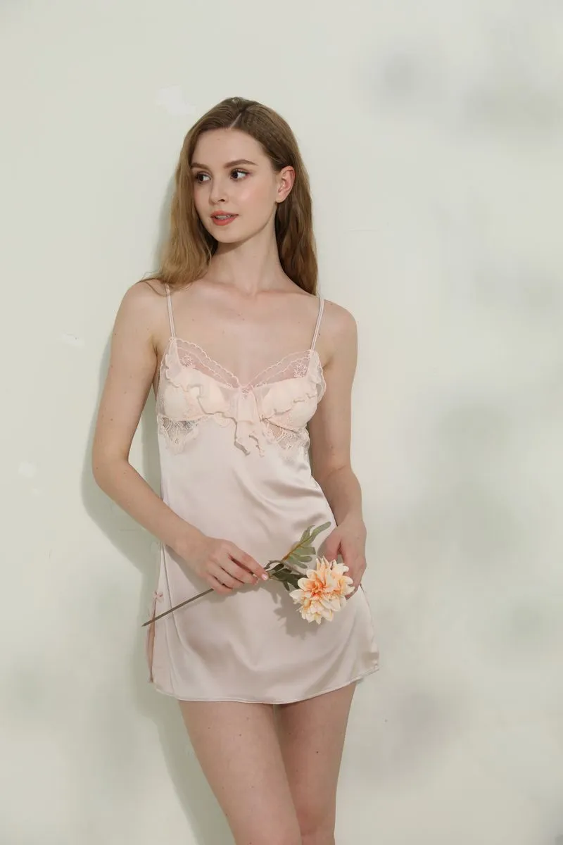 Rosy Silk and Lace Sleepwear