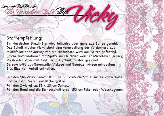 Schnittmuster von Lingeriememade Slip / Tanga Brazil Style Vicky Gr. 32 - 52, deutsch / german IDsmx3