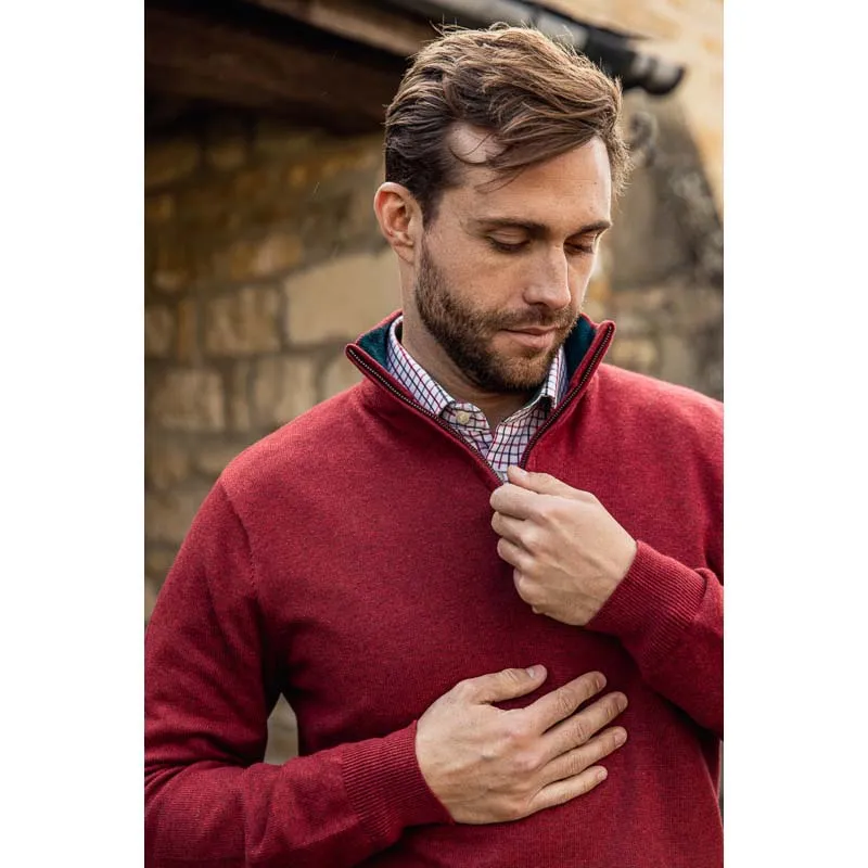 Schoffel Cotton Cashmere 1/4 Zip Jumper - Chilli