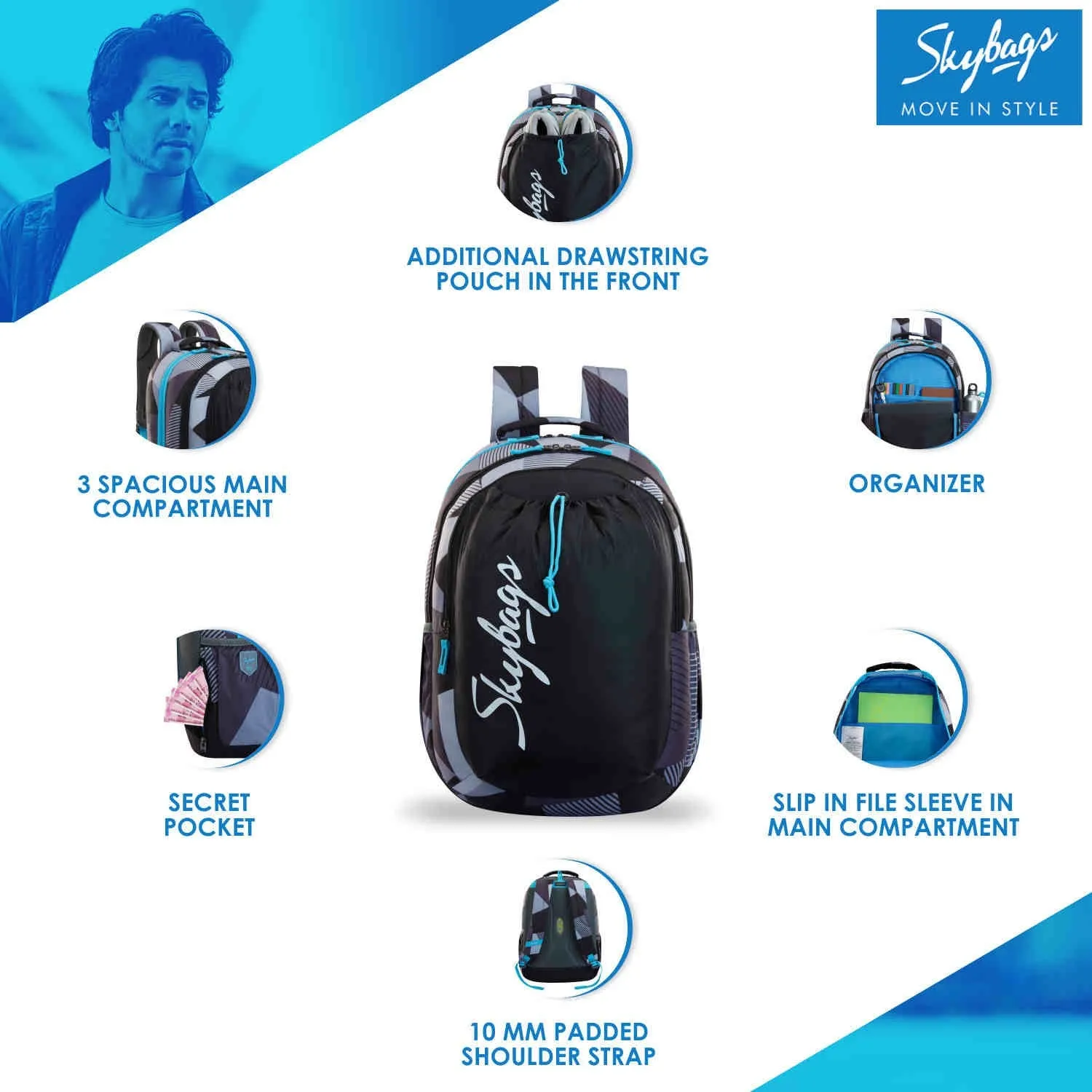 Skybags Astro Nxt 10 Backpack (Black)