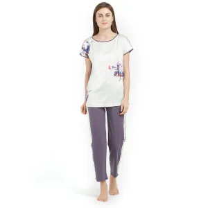 Soft Cotton Top & Pyjama Set with a gorgeous pastel print- NT-103