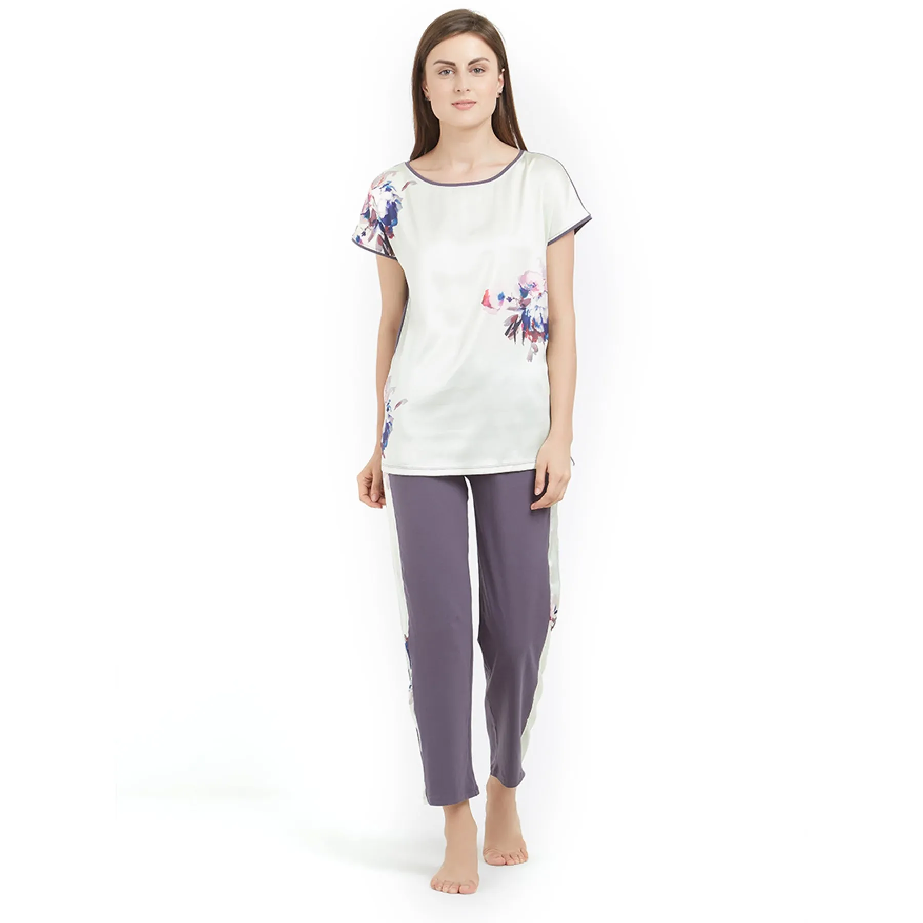 Soft Cotton Top & Pyjama Set with a gorgeous pastel print- NT-103