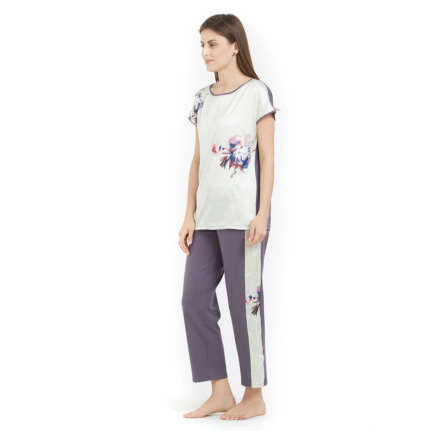 Soft Cotton Top & Pyjama Set with a gorgeous pastel print- NT-103