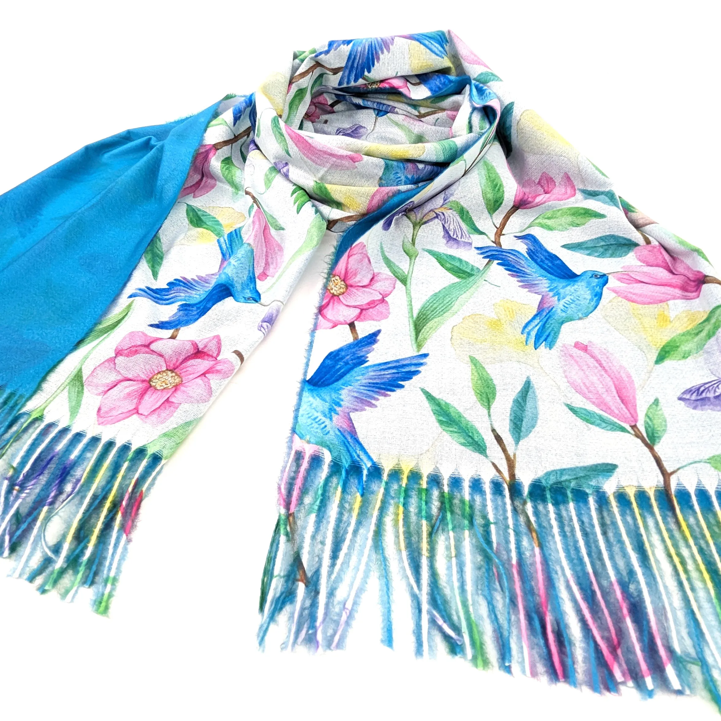 Tropical Hummingbird Pashmina Style Scarf - (70x180cm)