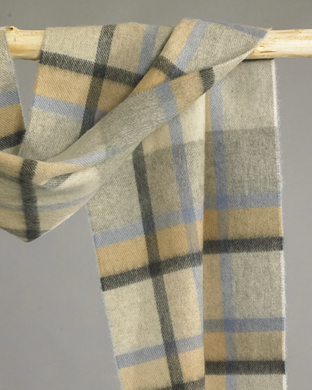 Tweed Plaid Wide Cashmere Scarf