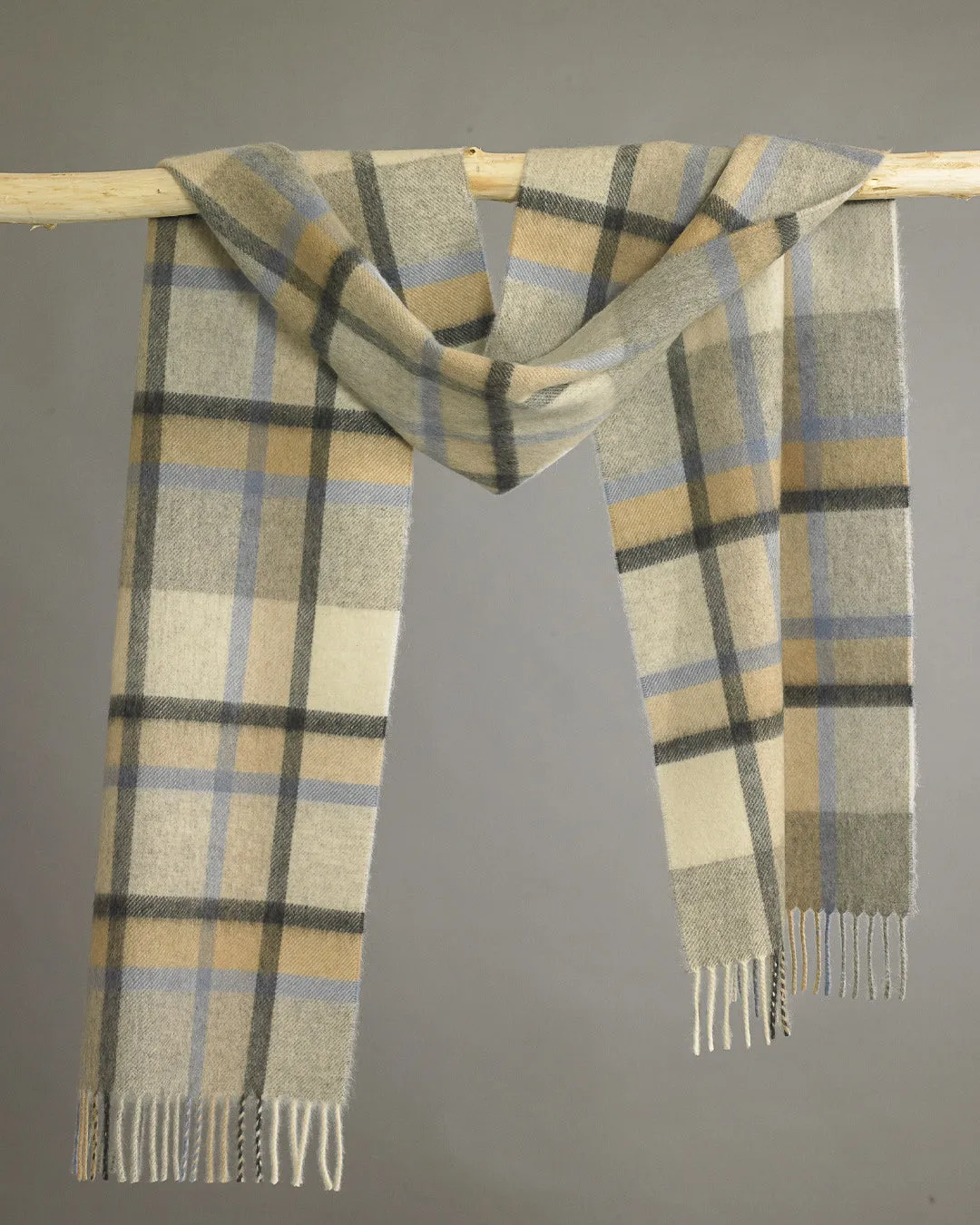 Tweed Plaid Wide Cashmere Scarf