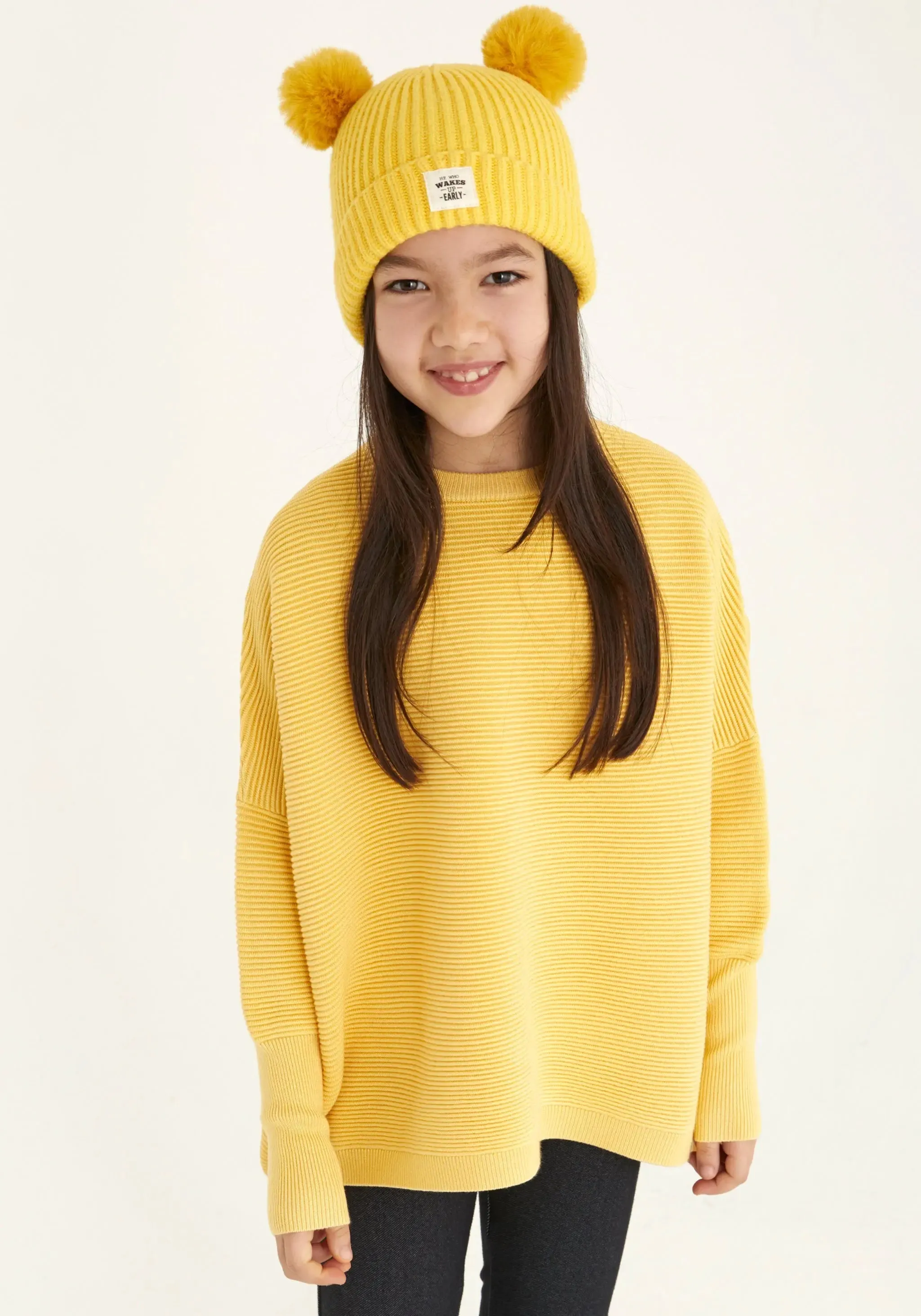 Yellow Paisie Kids Ribbed Jumper